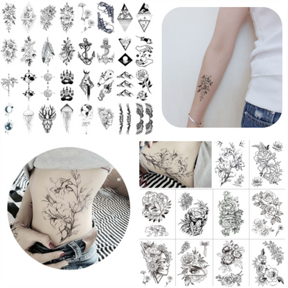 42 Sheets Women Girls large sexy Flowers Temporary Tattoos Waterproof Stickers Festival Fake Jewelry Tattoos Body Art