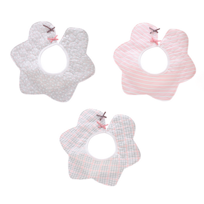 3 Pack BABY Toddler Boys Girls 360° Rotation waterproof BIBS bib Flower COTTON FEEDING Dribble Bandana Apron Weaning
