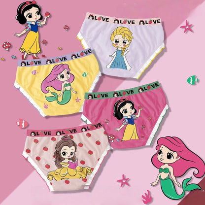 4 Pack Girls Kids Underwear Toddler Briefs Shorts Pants Cotton underpants Box Gift Set(3-4 Years)