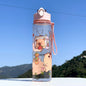Store Water Bottle Reusable Kids PP with Two Lids Leak Proof with straw Lid BPA Free Drinking bottle (Pink Capybara 800ml)