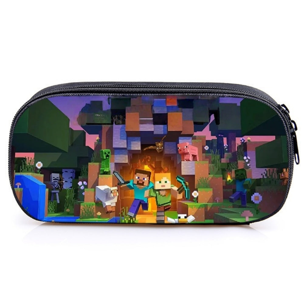 3D Girls Boys Kids Princess Castle Large Pencil Case,High Capacity Water Proof,School Supplies Gifts Stationery (Minecraft)