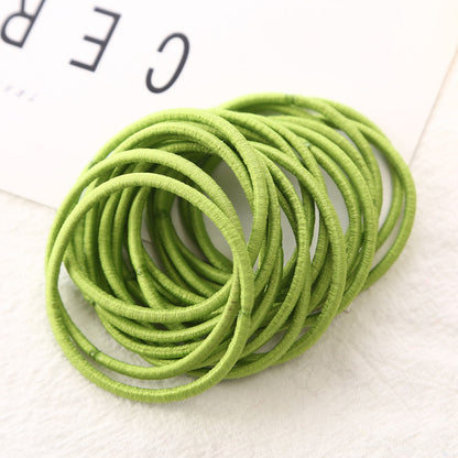 50Pcs Girls Women 2.5mm Thin School Uniform Endless Hair Elastics Bobbles Hair Ties Bands Ponios Ponytail Holders
