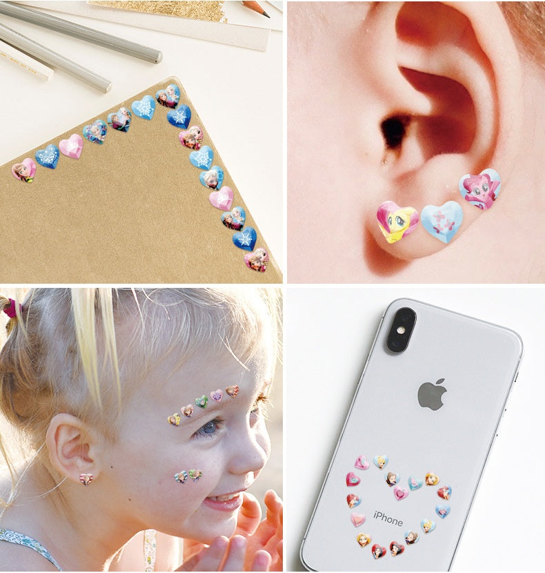 5 Sheets Toddlers Princess Elsa Minnie Kids Girls Nail Stickers Earring Stickers Art Decal Party Bag Fillers Decor for Kids Girls Birthday Gift