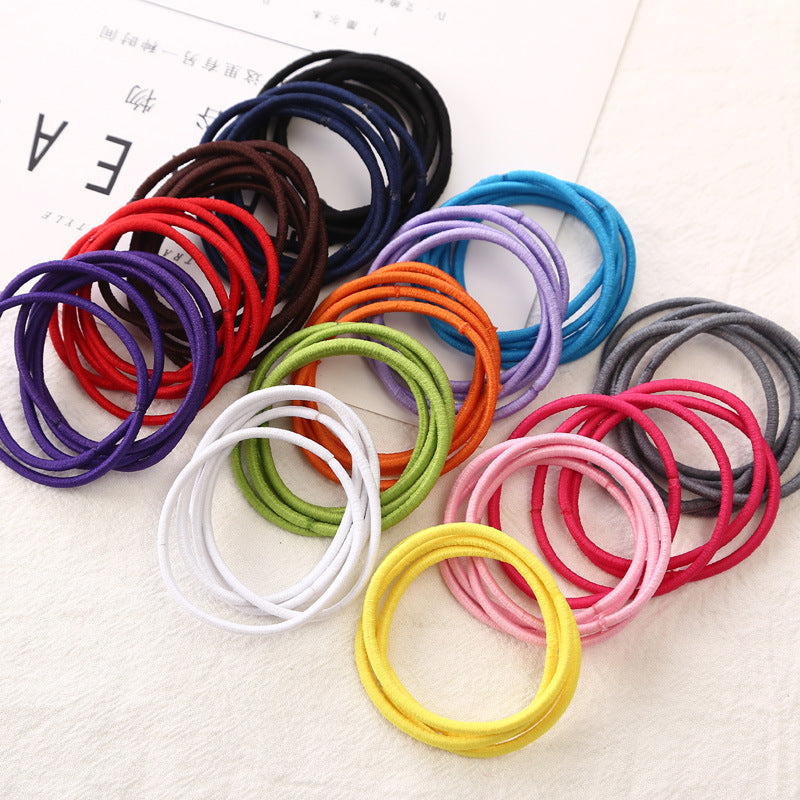 50Pcs Girls Women 2.5mm Thin School Uniform Endless Hair Elastics Bobbles Hair Ties Bands Ponios Ponytail Holders (Brown)