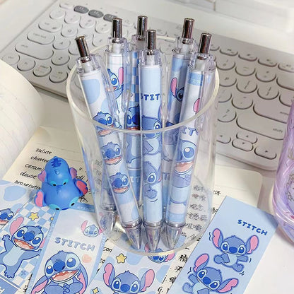 5PCS stch toy cute Gel Pen Liquid Ink Rollerball Retractable Quick Drying Extra Fine Ballpoint Premium 0.5mm Marker for Office School Stationery Supply Black