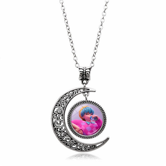 KPop Demon Necklace, Moon Pendant Necklace Cosplay Christmas Party Costume Accessories for Fans, Women, Girls (07)