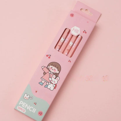 Pack of 12 Princess Spider HB Pencils with erasers Kids Children Party Bag Fillers School Office (Girls)