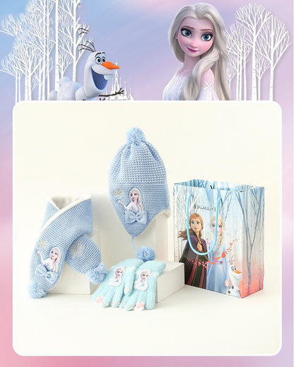 Kids Winter Beanie Hat Scarf for 2-10 Years Old Boys Girls.Outdoor Warm Fleece Lined Thermal Knit Fluffy Pom(Pink Elsa)