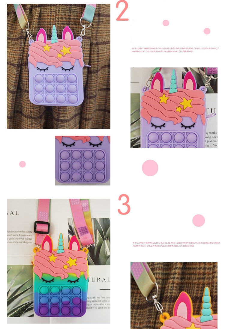 Purse Girls Silicone Mini Children's Coin Purse Cute Cartoon Shoulder Bag Crossbody Bag Accessories Bags Adjustable Strap for Kids Gift Travel Holiday