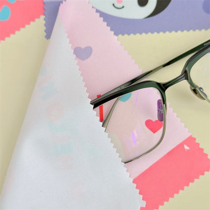 Lovely cat Cartoon Hard Shell Eyeglasses Cases Girl Protective Case Storage Box With Glasses Cloth for Teen PU leather eyegalss case (My Melody)