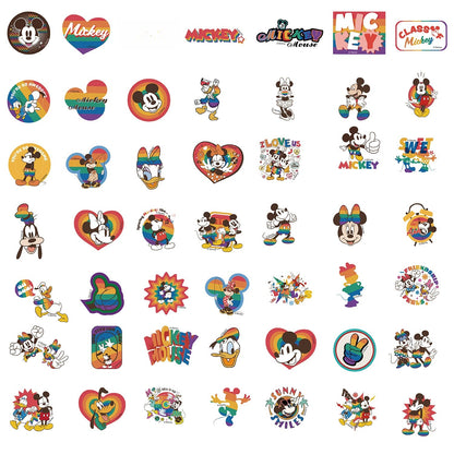 50pcs Princess Aven Superheros Toy Kids Stickers Luggage Laptop Skateboard Waterproof Party Bag Fillers Waterbottle Decal Graffiti Patches(Mickey)