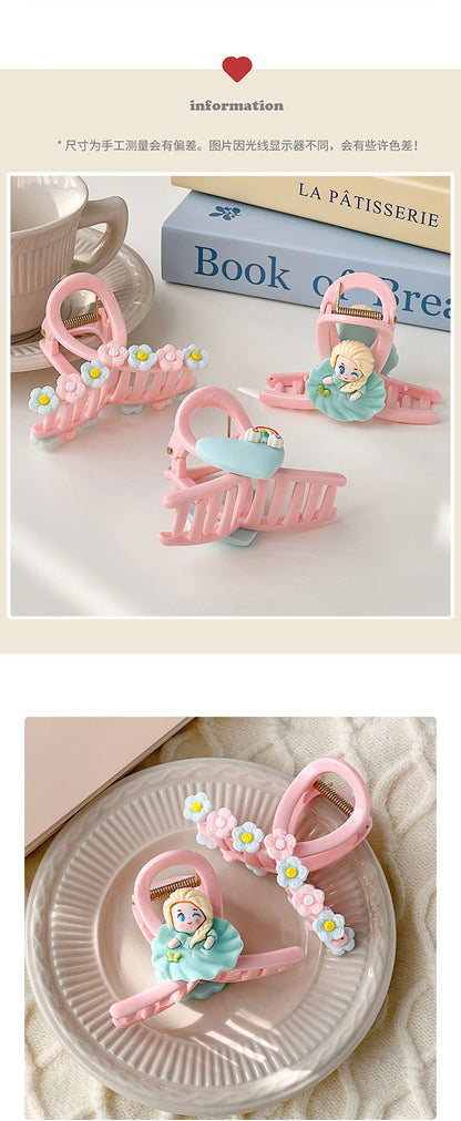 2/3 Pcs Hair Claw Clips for Women and Girls 2/3 Flower Heart Princess Trendy Coloured Claw Clip kids Kitty pink Claw Clips for all