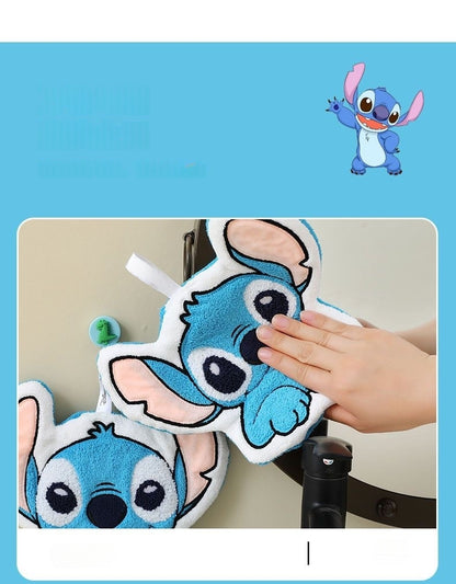 Stitch Hand Towels Set, Soft Coral Velvet Microfibre Cute Animals Hand Towels for Bathroom, Kitchen, Quick Dry Hanging Face Towel for Kids, Super Absorbent Washcloth with Hanging Loop