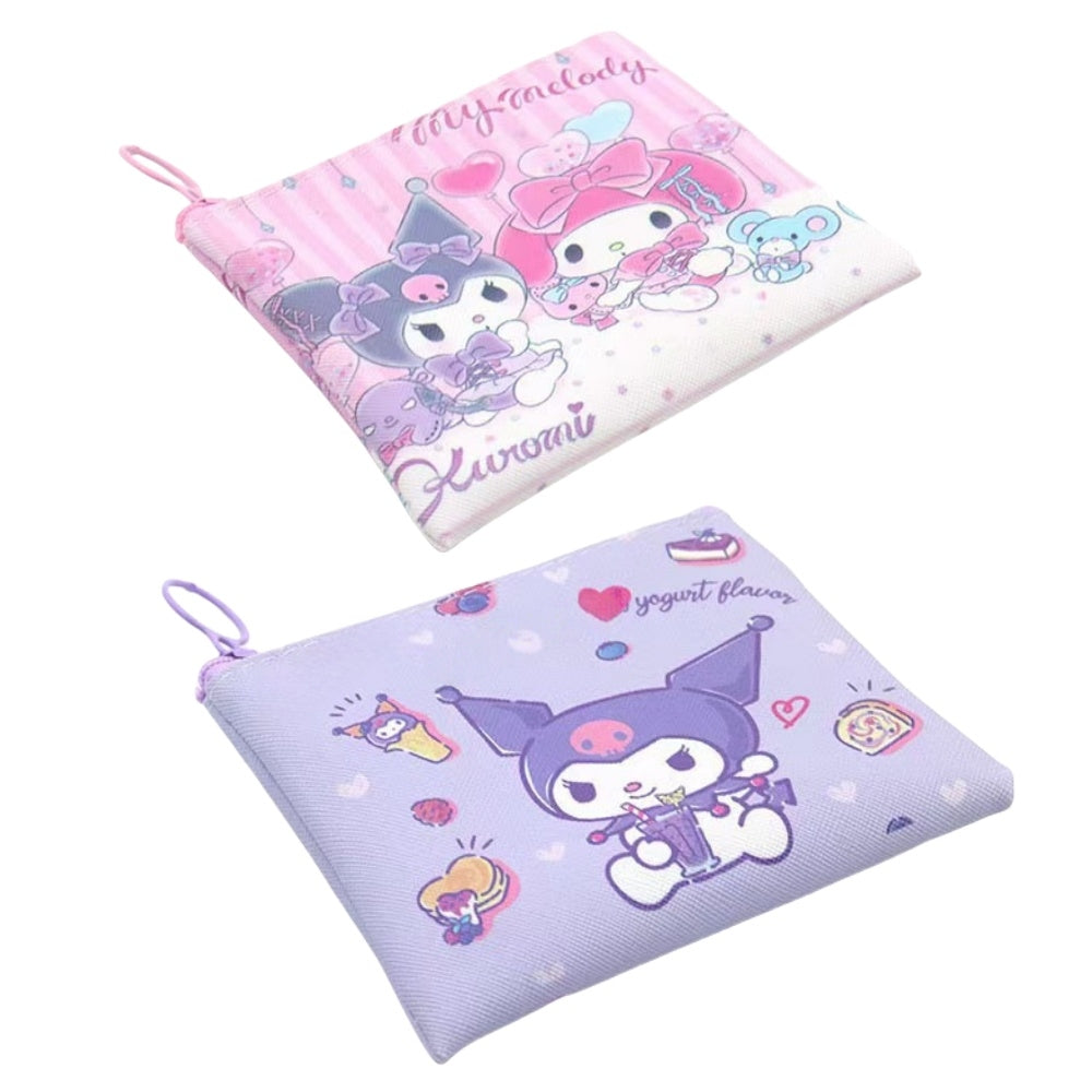 2 Pack Small Coin Purse, Cute Cartoon Wallet Mini Purse Holder for Women Girls Children, Oxford Pouch Small Change Bag for Coin, Credit Card, ID Card, Keys, Lipstick(Kuromi）