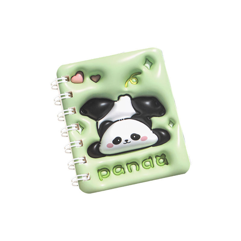 4PCS cute unicorn bus Notebook Wirebound Small Mini Pocket Journal Diary for Girls Boys Kids Gift Spiral bound A7 Lined Notebook Writing Drawing Notepad (Pandas)