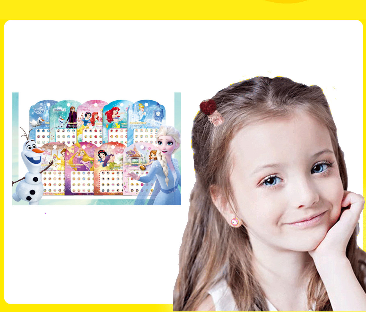 5 Sheets Toddlers Princess Elsa Minnie Kids Girls Nail stickers Earring Stickers Art Decal Party Bag Fillers Decor for Kids Girls Birthday Gift(Mermaid earrings stickers)