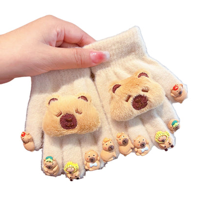 Full Finger Gloves Elsa Winter Knit Warm Mittens Soft Lined Fleece Thermal Outdoor Stretchy Gloves for Kids boys girls