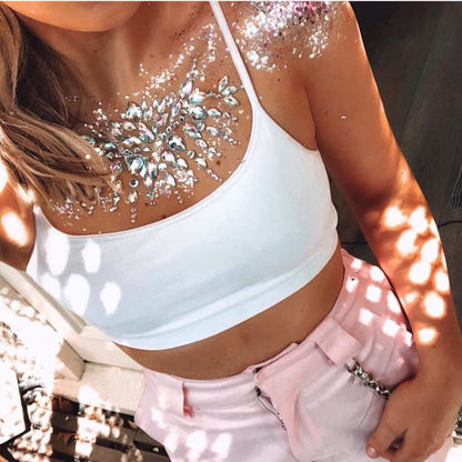 Women Kids 4 Sheets breast body neck Nipple Crystal Glitter Rhinestone Diamond Stickers Art Designs Self Adhesive Gem Festival Makeup Temporary Tattoos for Rave Festival Party