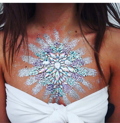 Women Kids 4 Sheets breast body neck Nipple Crystal Glitter Rhinestone Diamond Stickers Art Designs Self Adhesive Gem Festival Makeup Temporary Tattoos for Rave Festival Party
