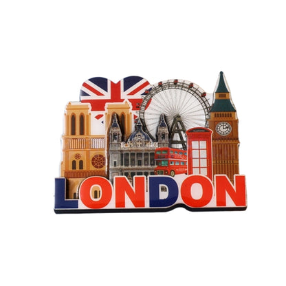 London 3D Metal Fridge Magnet London Eye Tower Bridge Big Ben Westminster Abbey Royal Guard Telephone Box Double Decker Bus England UK British Souvenir Gift (London)