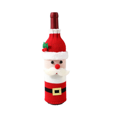 Christmas Wine Bottle Covers Decorative Knit Sleeves Wine Champagne Bottles for Holiday Table Setting Festive Ambiance Craftsmanship for Christmas Decor (Red)