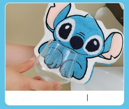 Stitch Hand Towels Set, Soft Coral Velvet Microfibre Cute Animals Hand Towels for Bathroom, Kitchen, Quick Dry Hanging Face Towel for Kids, Super Absorbent Washcloth with Hanging Loop