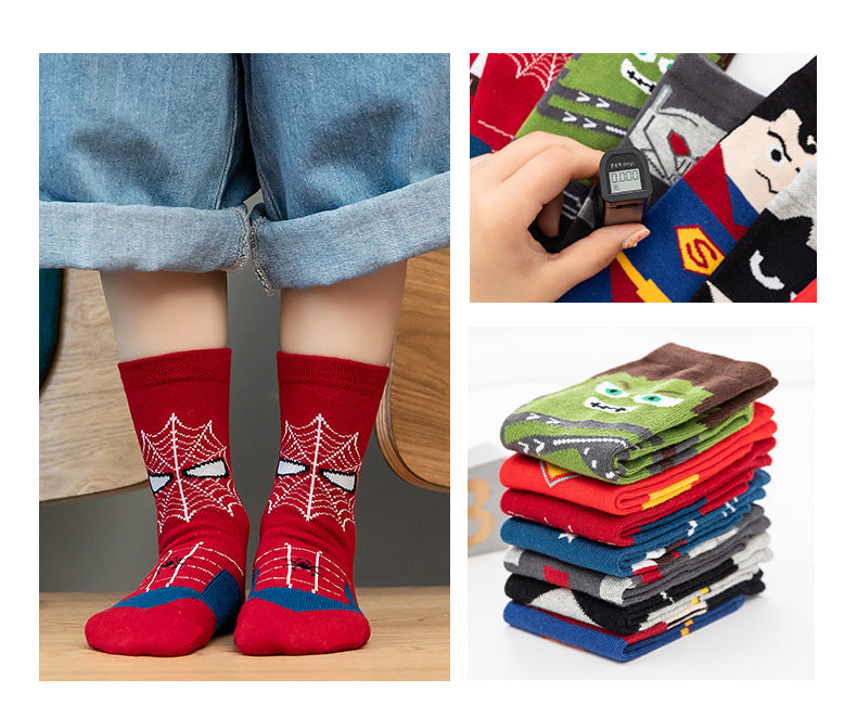 5 Pairs Toddlers Boys Kids heros Costume cotton Infant Ankle Socks 1-5 Years