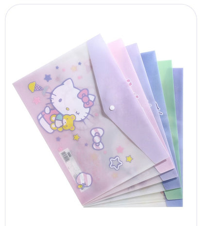 4PCS Plastic Wallets A4, 4 Different Designs Plastic Folders Popper Folder with Snap Closure, Lightweight Wallets for Document Office School for Kids Adults (Kuromi 4pcs, A4)
