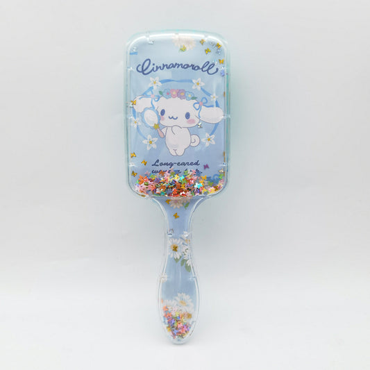 Princess mermaid Hair Brush,Paddle Hairbrush for Girls Kids,Easily Glide Through Knots No Pull Glitter Bristle Tangle Brushes Sequin airbag comb Gift (Cinnamoroll）