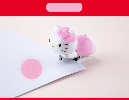 Mini Effortless Kitty Princess Desktop Staplers with 1000 Standard No.10 staples set Cute Stapler Gift for Student and Office School stationary Use （Hello Kitty）