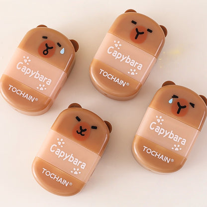 2pcs Capybara Pencil Sharpener and Rubber 2 in 1, Portable Pebble Shape Manual Sharpener for Kids Students Teachers, Dust Free Office School Supplies, Art Supplies (Capybara)
