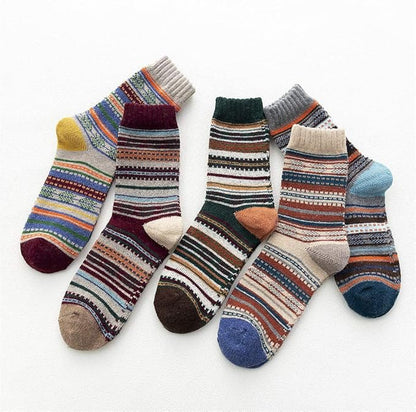 5 Pairs Thermal Socks Mens Walking Hiking Climbing Warm Thick Heat Wool Knitting Socks Winter