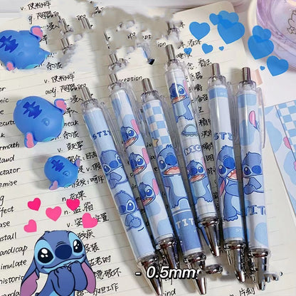 5PCS stch toy cute Gel Pen Liquid Ink Rollerball Retractable Quick Drying Extra Fine Ballpoint Premium 0.5mm Marker for Office School Stationery Supply Black