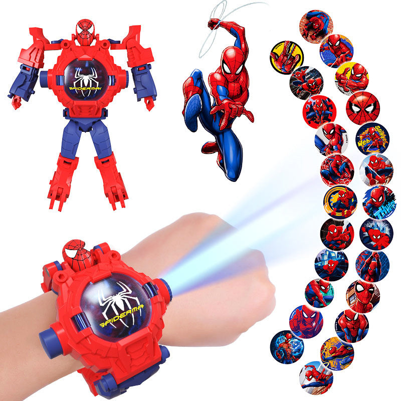 Superhero Robert Watch with 24 Super Projection Cartoon Hero Figurines Princess, Electronic Watch for Boys Girls Projector 3D Watch