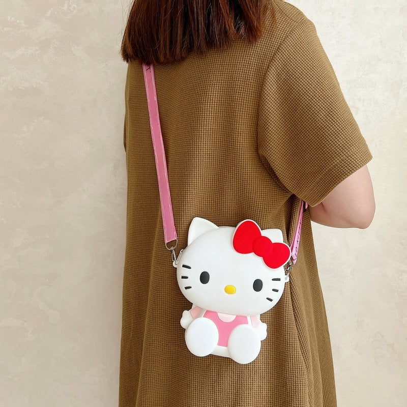 Kids Purse Girls Silicone Mini Children's Coin Purse Cute Cartoon Shoulder Bag Crossbody Bag Accessories Bags Adjustable Strap for Kids Gift Travel Holiday (Kitty)