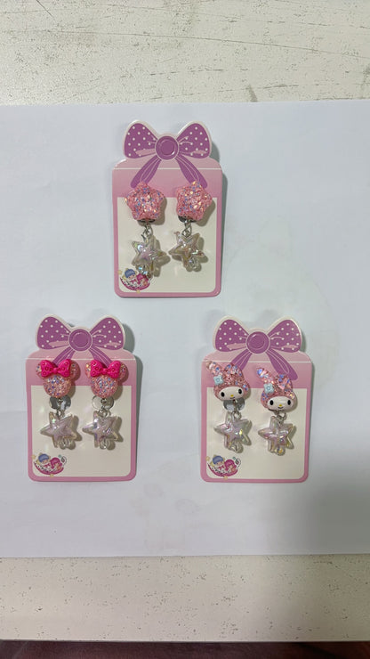 3 Pairs kids Clip On Earrings for Girls Cute Earrings No Pierced Princess Play Girls Dress Up Jewelry Set for Kids