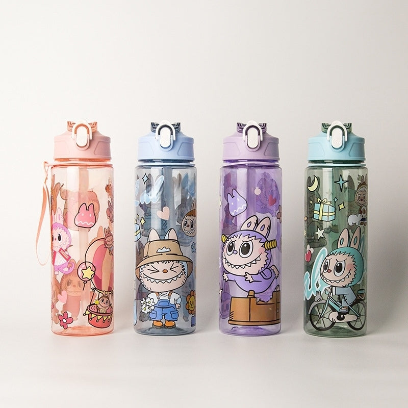 Water Bottle Reusable Kids PP with Two Lids Leak Proof with straw Lid BPA Free Drinking bottle (Fairy 750ml)