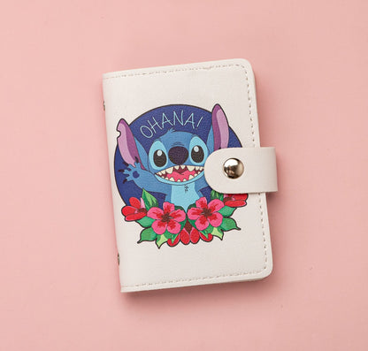 Kids GIrls Women Wallet Cute Trifold Wallet with Coin Purse Card Slots with zip pockets Gifts PU leather (Stitch 01)