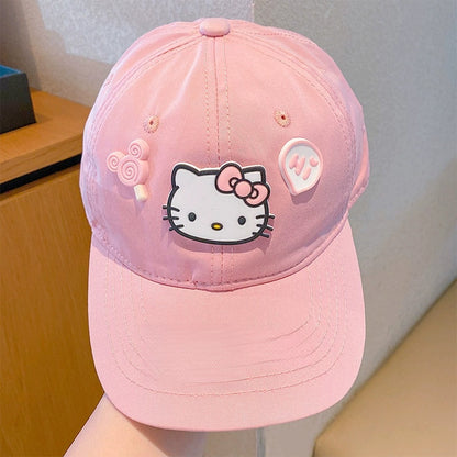Kids Cotton Baseball Cap Hat for Boys, Boys Caps Perfect for Outdoor Sunny Days Sun Hat 3+ Years（Hello Kitty）