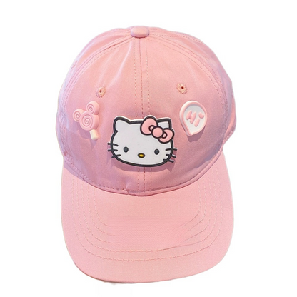 Kids Cotton Baseball Cap Hat for Boys, Boys Caps Perfect for Outdoor Sunny Days Sun Hat 3+ Years（Hello Kitty）
