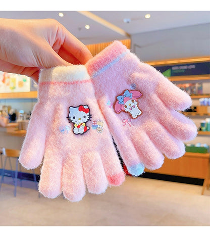 Full Finger Gloves Elsa Winter Knit Warm Mittens Soft Lined Fleece Thermal Outdoor Stretchy Gloves for Kids boys girls