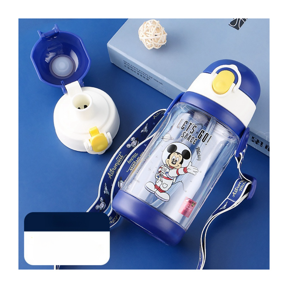 Water Bottle Reusable Kids 520ml PP with Two Lids Leak Proof with straw Lid BPA Free Drinking