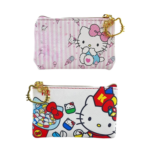 2 Pack Small Coin Purse, Cute Cartoon Wallet Mini Purse Holder for Women Girls Children, Oxford Pouch Small Change Bag for Coin, Credit Card, ID Card, Keys, Lipstick (Hello Kitty)