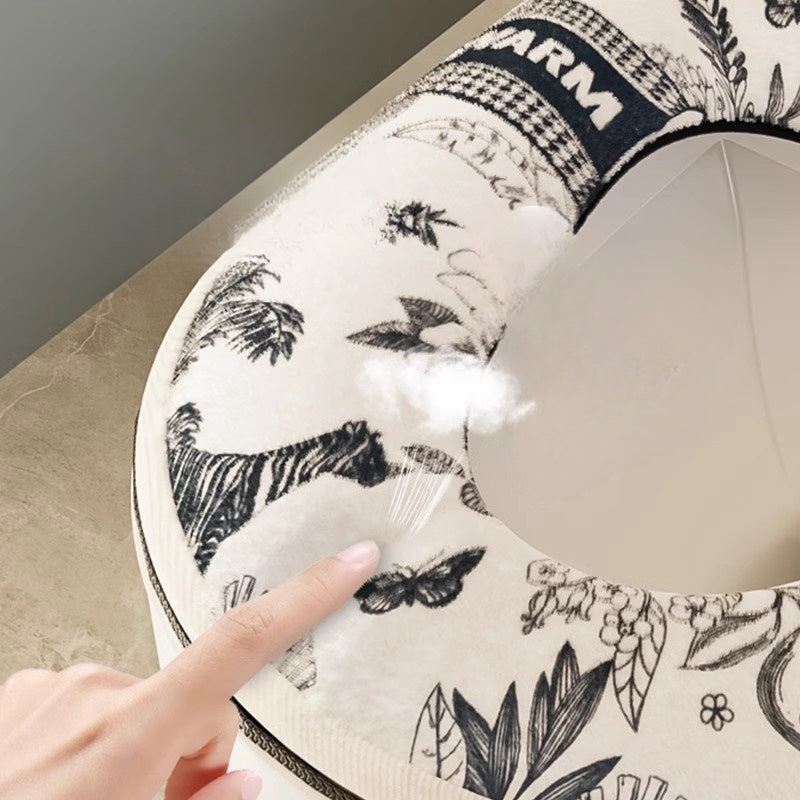 Bathroom Toilet Seat Closestool Washable reusable Soft Warmer Mat Cover Pad Cushion Cover by static