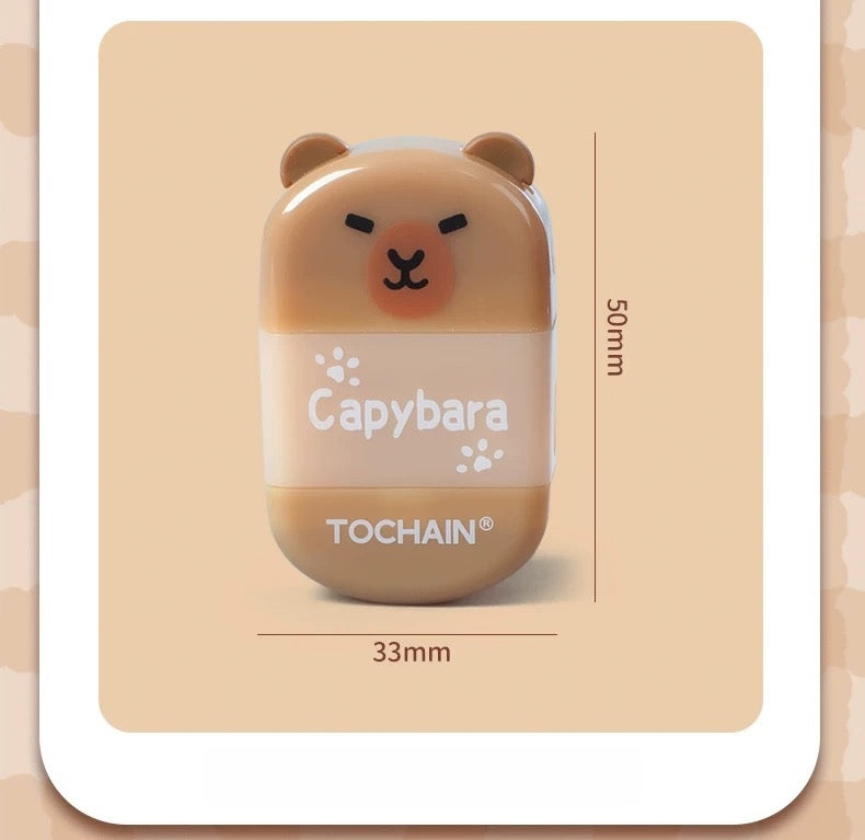 2pcs Capybara Pencil Sharpener and Rubber 2 in 1, Portable Pebble Shape Manual Sharpener for Kids Students Teachers, Dust Free Office School Supplies, Art Supplies (Capybara)