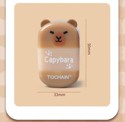 2pcs Capybara Pencil Sharpener and Rubber 2 in 1, Portable Pebble Shape Manual Sharpener for Kids Students Teachers, Dust Free Office School Supplies, Art Supplies (Capybara)