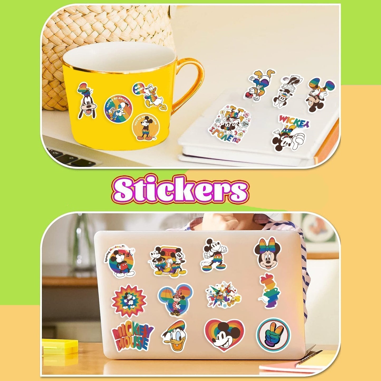 50pcs Princess Aven Superheros Toy Kids Stickers Luggage Laptop Skateboard Waterproof Party Bag Fillers Waterbottle Decal Graffiti Patches