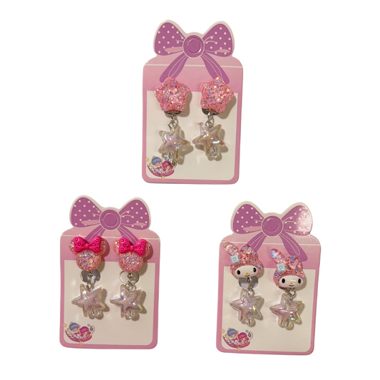 3 Pairs kids Clip On Earrings for Girls Cute Earrings No Pierced Princess Play Girls Dress Up Jewelry Set for Kids