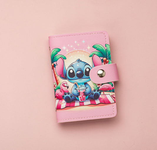 Kids GIrls Women Wallet Cute Trifold Wallet with Coin Purse Card Slots with zip pockets Gifts PU leather (Stitch 02)