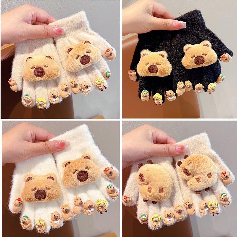 Full Finger Gloves Elsa Winter Knit Warm Mittens Soft Lined Fleece Thermal Outdoor Stretchy Gloves for Kids boys girls